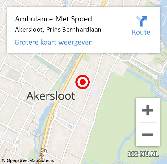 Locatie op kaart van de 112 melding: Ambulance Met Spoed Naar Akersloot, Prins Bernhardlaan op 7 november 2016 12:08