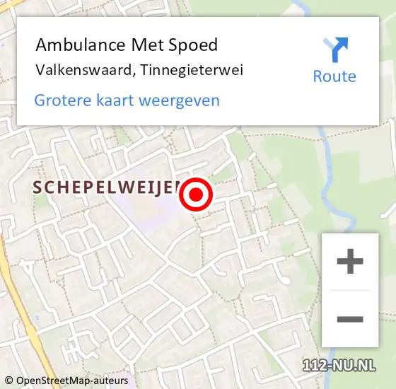 Locatie op kaart van de 112 melding: Ambulance Met Spoed Naar Valkenswaard, Tinnegieterwei op 7 november 2016 18:24