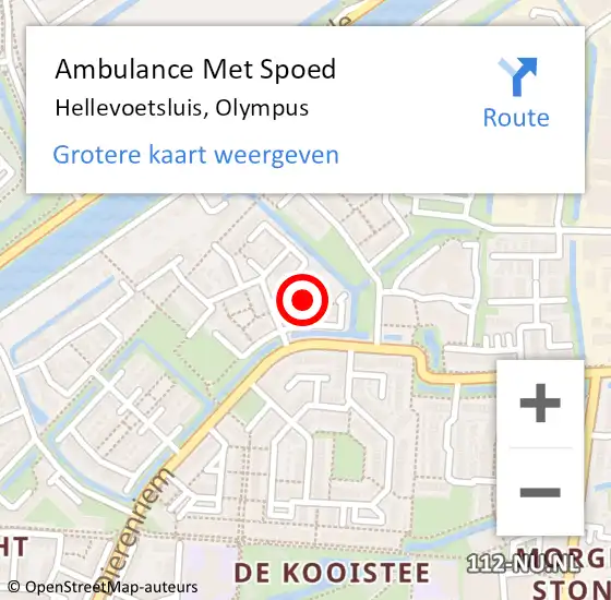 Locatie op kaart van de 112 melding: Ambulance Met Spoed Naar Hellevoetsluis, Olympus op 7 november 2016 20:13