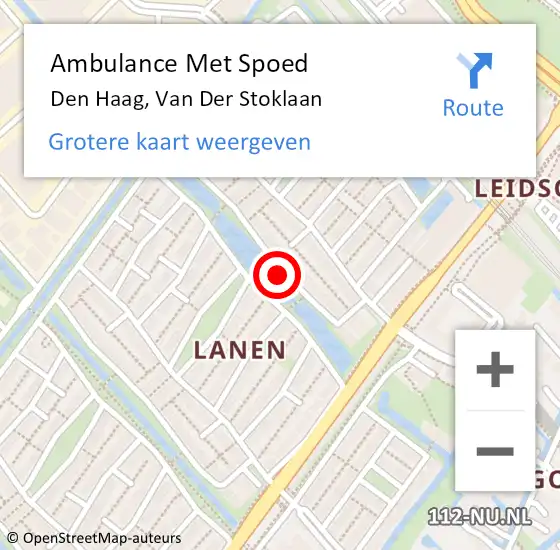 Locatie op kaart van de 112 melding: Ambulance Met Spoed Naar Den Haag, Van Der Stoklaan op 8 november 2016 00:02