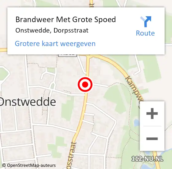Locatie op kaart van de 112 melding: Brandweer Met Grote Spoed Naar Onstwedde, Dorpsstraat op 1 januari 2014 01:55