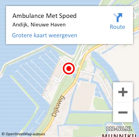 Locatie op kaart van de 112 melding: Ambulance Met Spoed Naar Andijk, Nieuwe Haven op 9 november 2016 06:44