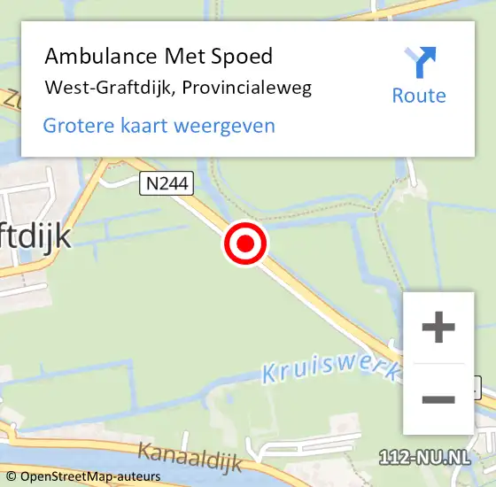 Locatie op kaart van de 112 melding: Ambulance Met Spoed Naar West-Graftdijk, Provincialeweg op 9 november 2016 08:16