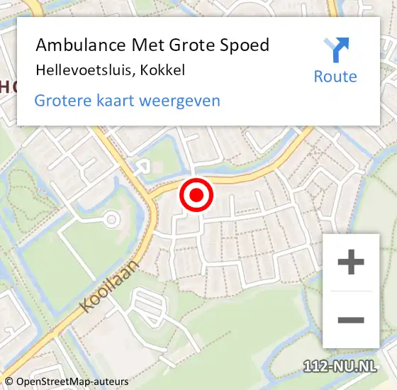Locatie op kaart van de 112 melding: Ambulance Met Grote Spoed Naar Hellevoetsluis, Kokkel op 9 november 2016 09:07