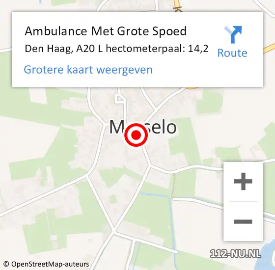 Locatie op kaart van de 112 melding: Ambulance Met Grote Spoed Naar Den Haag, A20 L hectometerpaal: 14,2 op 9 november 2016 14:43