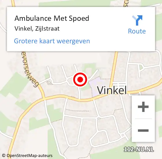 Locatie op kaart van de 112 melding: Ambulance Met Spoed Naar Vinkel, Zijlstraat op 10 november 2016 10:04