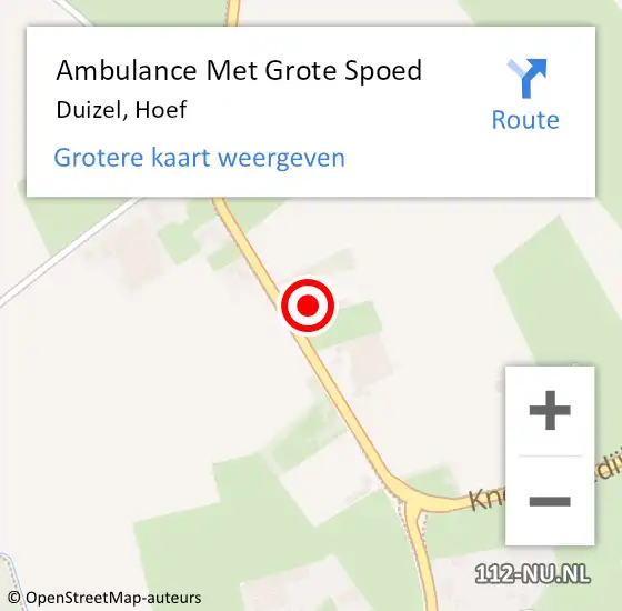 Locatie op kaart van de 112 melding: Ambulance Met Grote Spoed Naar Duizel, Hoef op 10 november 2016 16:42