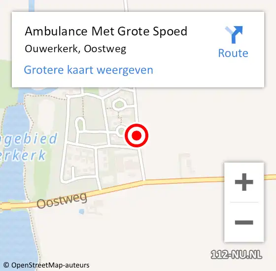 Locatie op kaart van de 112 melding: Ambulance Met Grote Spoed Naar Ouwerkerk, Oostweg op 10 november 2016 17:08