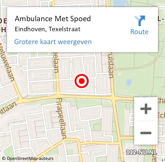 Locatie op kaart van de 112 melding: Ambulance Met Spoed Naar Eindhoven, Texelstraat op 11 november 2016 02:14