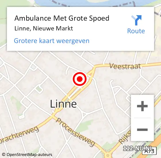 Locatie op kaart van de 112 melding: Ambulance Met Grote Spoed Naar Linne, Nieuwe Markt op 11 november 2016 07:34