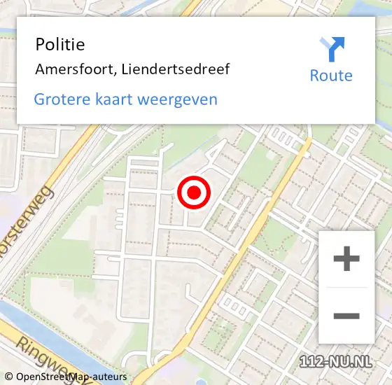 Locatie op kaart van de 112 melding: Politie Amersfoort, Liendertsedreef op 11 november 2016 08:29