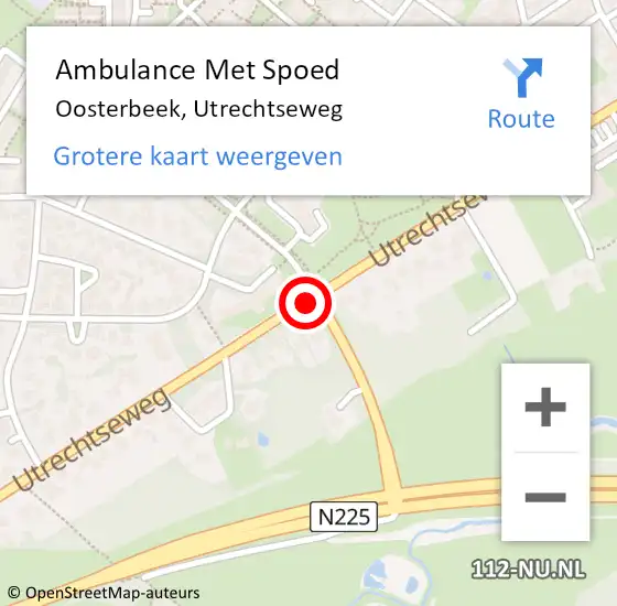 Locatie op kaart van de 112 melding: Ambulance Met Spoed Naar Oosterbeek, Utrechtseweg op 11 november 2016 09:48