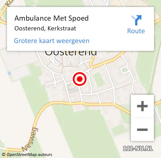 Locatie op kaart van de 112 melding: Ambulance Met Spoed Naar Oosterend, Kerkstraat op 11 november 2016 10:33