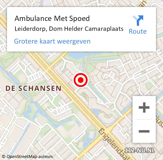 Locatie op kaart van de 112 melding: Ambulance Met Spoed Naar Leiderdorp, Dom Helder Camaraplaats op 11 november 2016 13:23