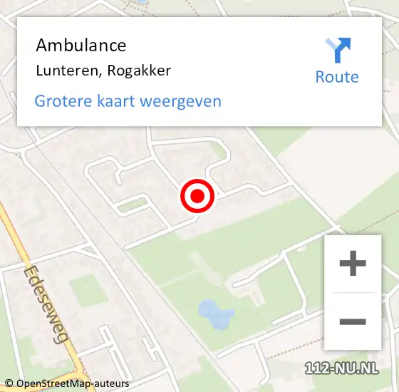 Locatie op kaart van de 112 melding: Ambulance Lunteren, Rogakker op 11 november 2016 17:20