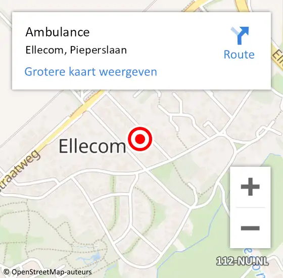 Locatie op kaart van de 112 melding: Ambulance Ellecom, Pieperslaan op 11 november 2016 18:13