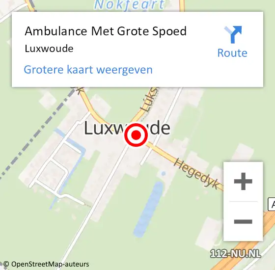 Locatie op kaart van de 112 melding: Ambulance Met Grote Spoed Naar Luxwoude op 11 november 2016 19:14