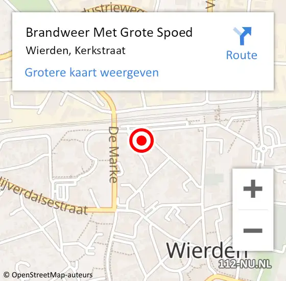 Locatie op kaart van de 112 melding: Brandweer Met Grote Spoed Naar Wierden, Kerkstraat op 12 november 2016 08:52