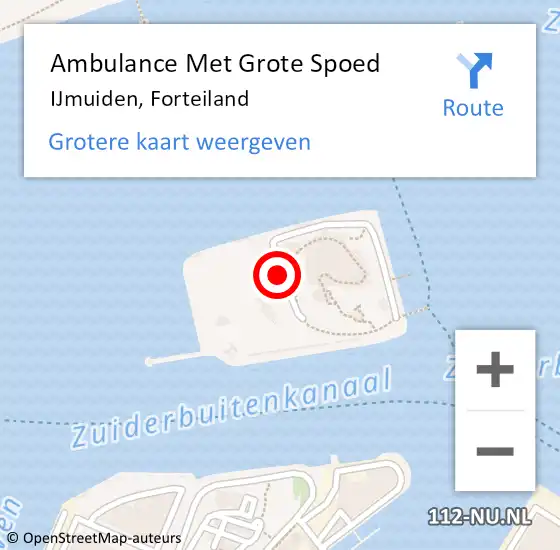 Locatie op kaart van de 112 melding: Ambulance Met Grote Spoed Naar IJmuiden, Forteiland op 12 november 2016 18:08