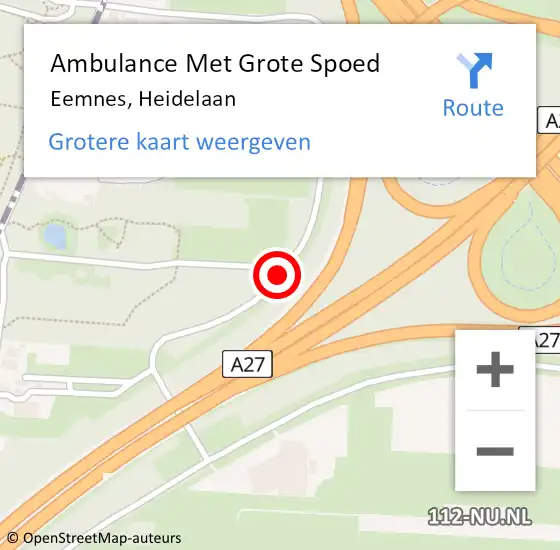 Locatie op kaart van de 112 melding: Ambulance Met Grote Spoed Naar Eemnes, Heidelaan op 12 november 2016 18:09