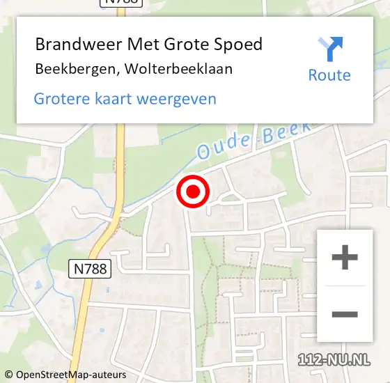 Locatie op kaart van de 112 melding: Brandweer Met Grote Spoed Naar Beekbergen, Wolterbeeklaan op 12 november 2016 19:00