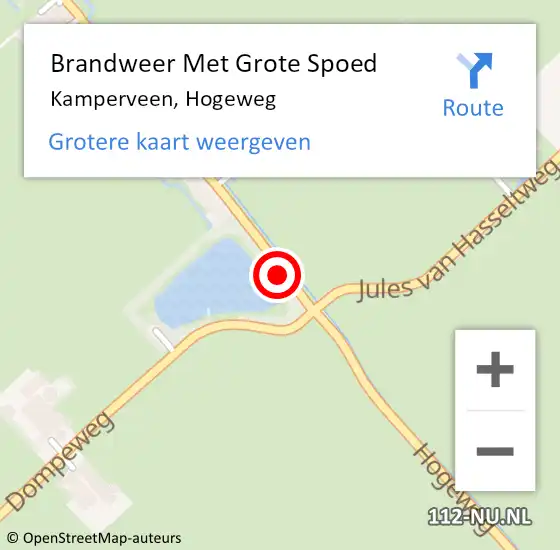 Locatie op kaart van de 112 melding: Brandweer Met Grote Spoed Naar Kamperveen, Hogeweg op 12 november 2016 22:03
