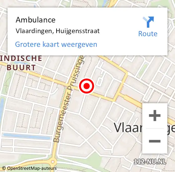 Locatie op kaart van de 112 melding: Ambulance Vlaardingen, Huijgensstraat op 13 november 2016 19:42
