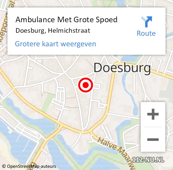 Locatie op kaart van de 112 melding: Ambulance Met Grote Spoed Naar Doesburg, Helmichstraat op 14 november 2016 03:02
