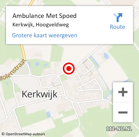 Locatie op kaart van de 112 melding: Ambulance Met Spoed Naar Kerkwijk, Hoogveldweg op 14 november 2016 11:01