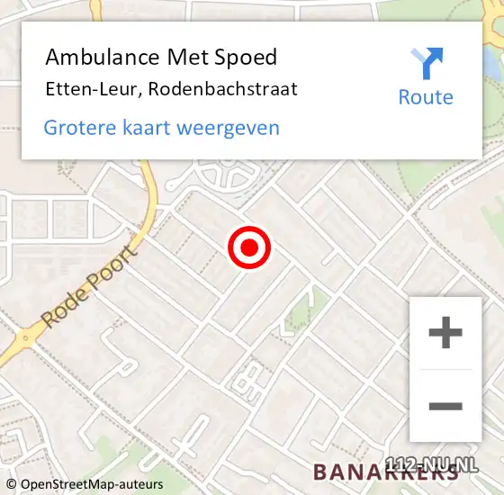 Locatie op kaart van de 112 melding: Ambulance Met Spoed Naar Etten-Leur, Rodenbachstraat op 14 november 2016 13:00