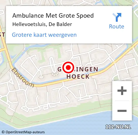 Locatie op kaart van de 112 melding: Ambulance Met Grote Spoed Naar Hellevoetsluis, De Balder op 14 november 2016 15:20