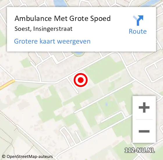 Locatie op kaart van de 112 melding: Ambulance Met Grote Spoed Naar Soest, Insingerstraat op 14 november 2016 15:28
