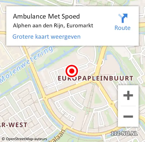Locatie op kaart van de 112 melding: Ambulance Met Spoed Naar Alphen aan den rijn, Euromarkt op 14 november 2016 19:53