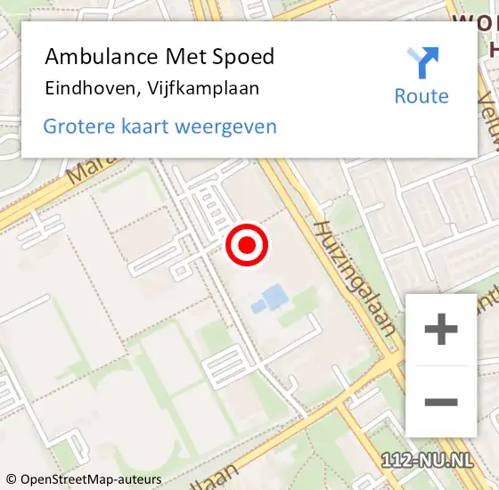 Locatie op kaart van de 112 melding: Ambulance Met Spoed Naar Eindhoven, Vijfkamplaan op 14 november 2016 21:27