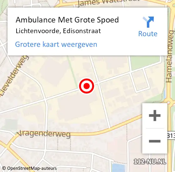 Locatie op kaart van de 112 melding: Ambulance Met Grote Spoed Naar Lichtenvoorde, Edisonstraat op 15 november 2016 11:48