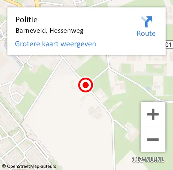Locatie op kaart van de 112 melding: Politie Barneveld, Hessenweg op 15 november 2016 16:45