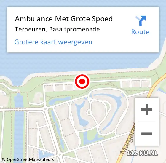 Locatie op kaart van de 112 melding: Ambulance Met Grote Spoed Naar Terneuzen, Basaltpromenade op 15 november 2016 17:38