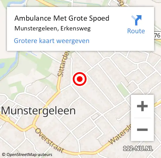 Locatie op kaart van de 112 melding: Ambulance Met Grote Spoed Naar Munstergeleen, Erkensweg op 16 november 2016 03:15
