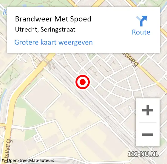 Locatie op kaart van de 112 melding: Brandweer Met Spoed Naar Utrecht, Seringstraat op 16 november 2016 05:46