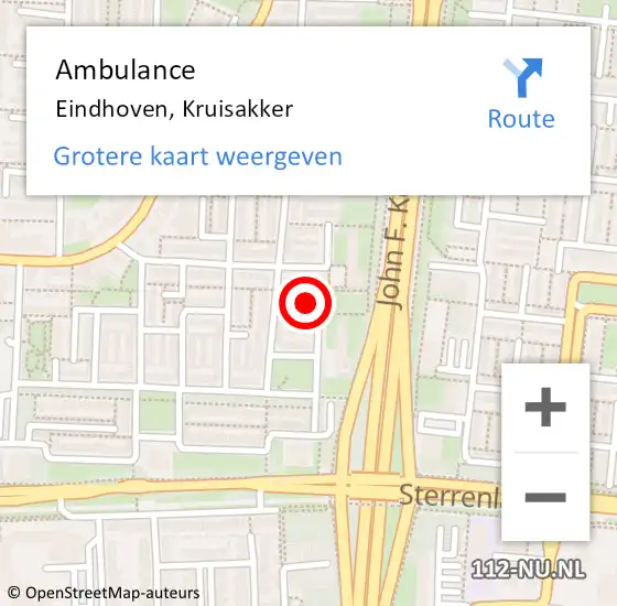 Locatie op kaart van de 112 melding: Ambulance Eindhoven, Kruisakker op 16 november 2016 11:12