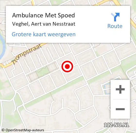 Locatie op kaart van de 112 melding: Ambulance Met Spoed Naar Veghel, Aert van Nesstraat op 16 november 2016 12:43