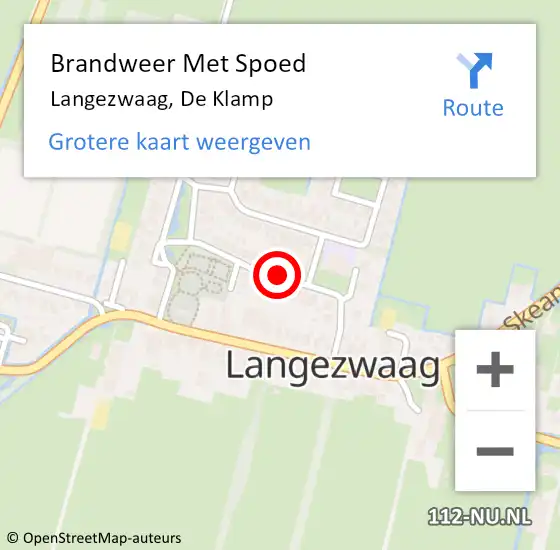 Locatie op kaart van de 112 melding: Brandweer Met Spoed Naar Langezwaag, De Klamp op 16 november 2016 21:13