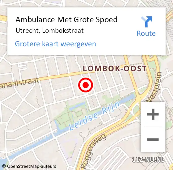 Locatie op kaart van de 112 melding: Ambulance Met Grote Spoed Naar Utrecht, Lombokstraat op 17 november 2016 01:47