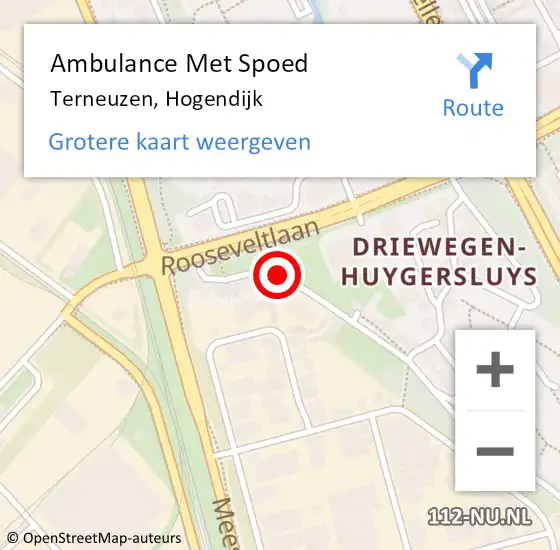 Locatie op kaart van de 112 melding: Ambulance Met Spoed Naar Terneuzen, Hogendijk op 17 november 2016 10:15