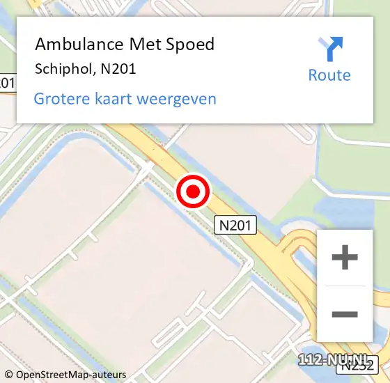 Locatie op kaart van de 112 melding: Ambulance Met Spoed Naar Schiphol, N201 op 17 november 2016 10:49