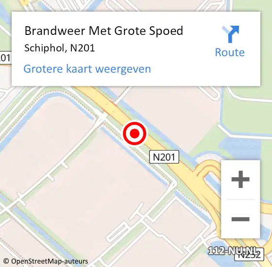 Locatie op kaart van de 112 melding: Brandweer Met Grote Spoed Naar Schiphol, N201 op 17 november 2016 10:51