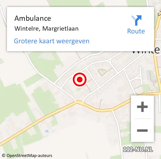 Locatie op kaart van de 112 melding: Ambulance Wintelre, Margrietlaan op 17 november 2016 12:25