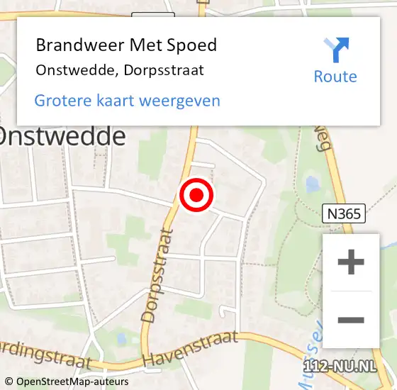 Locatie op kaart van de 112 melding: Brandweer Met Spoed Naar Onstwedde, Dorpsstraat op 1 januari 2014 17:53