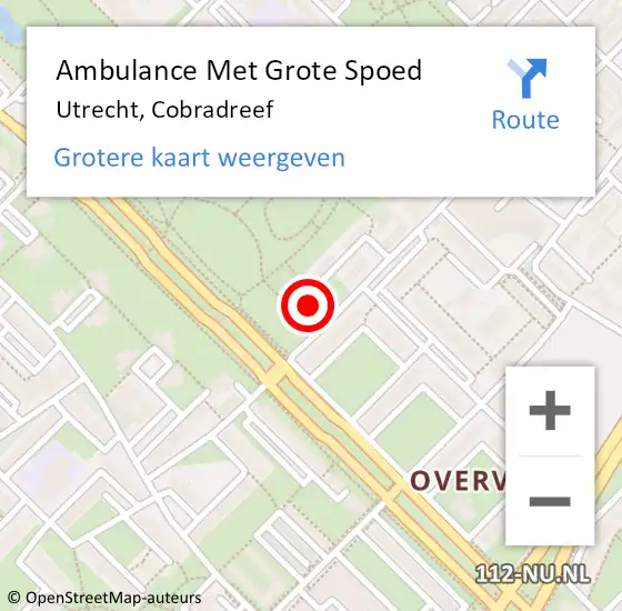 Locatie op kaart van de 112 melding: Ambulance Met Grote Spoed Naar Utrecht, Cobradreef op 17 november 2016 23:43