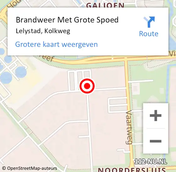 Locatie op kaart van de 112 melding: Brandweer Met Grote Spoed Naar Lelystad, Kolkweg op 18 november 2016 02:22